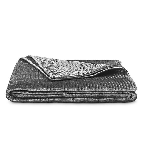 Hudson Park Collection Textured Velvet Coverlet, King Drak Gray New MSRP $565 - Picture 2 of 9